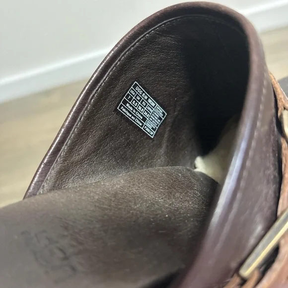 UGG Brown Leather Mules - Picture 2 of 3